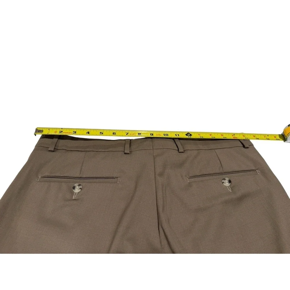 Ballin Comfort-EZE Super 120s Wool Dress Pants Mens 35x29 Tan‎ Brown Cuffed